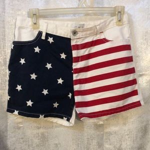 Children’s place patriotic American flag white denim shorts Size girls 14